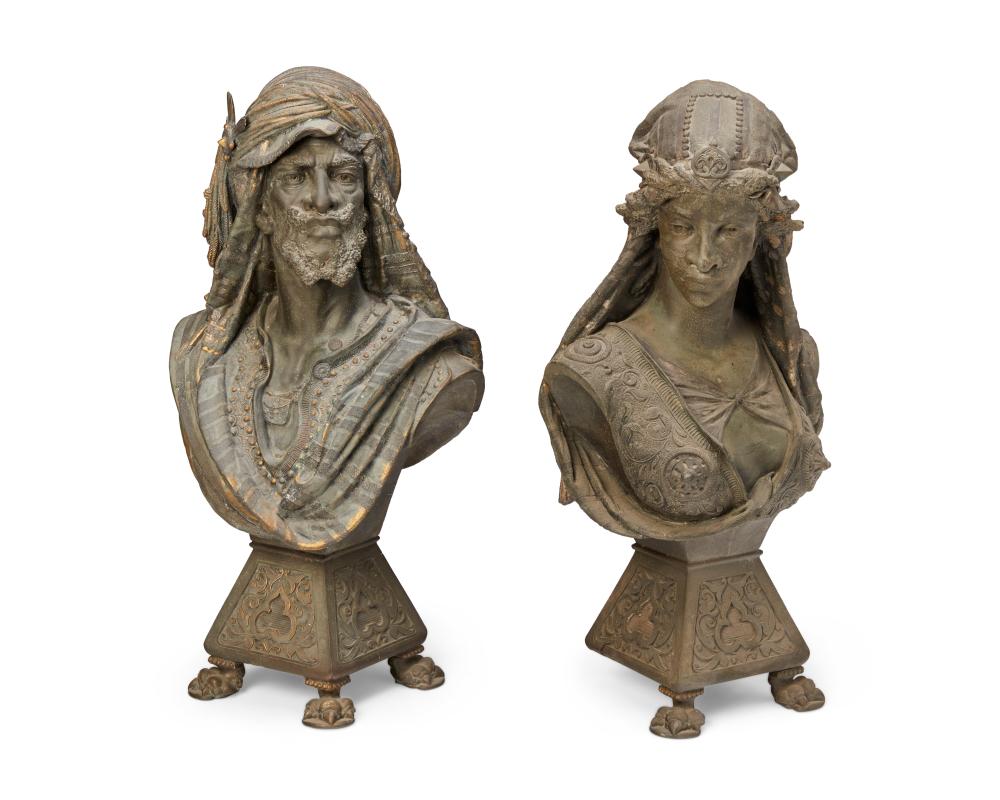 A PAIR OF FRENCH ORIENTALIST SPELTER