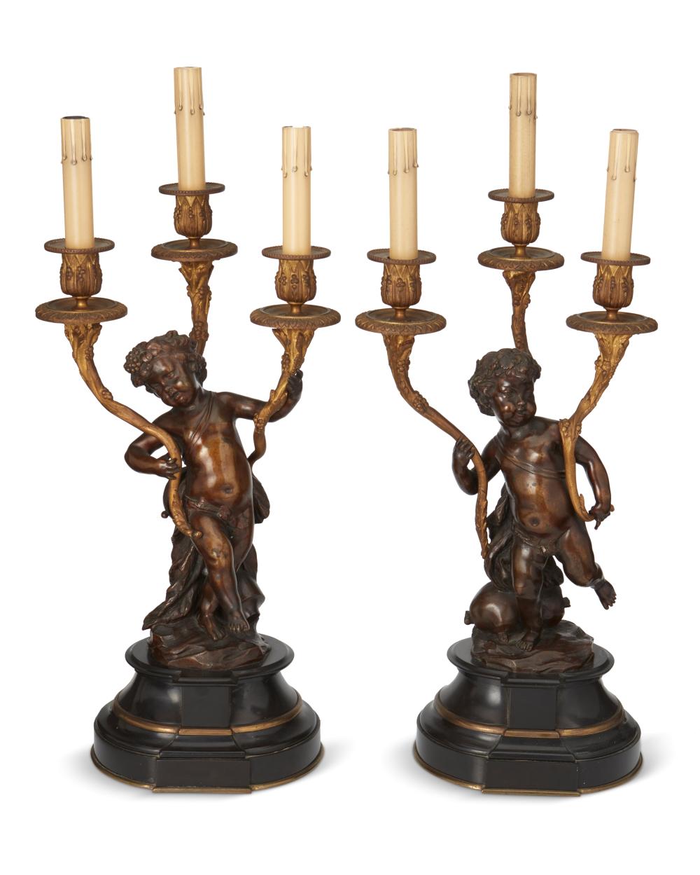 A PAIR OF FRENCH FIGURAL BRONZE