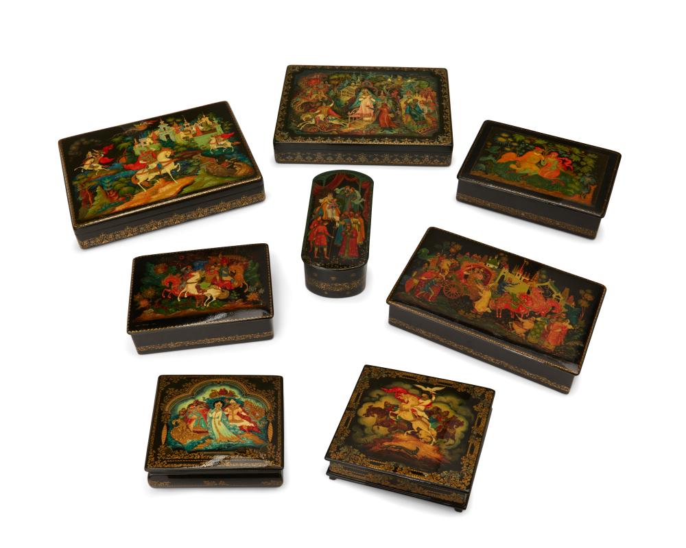 A GROUP OF RUSSIAN PALEKH LACQUERWARE