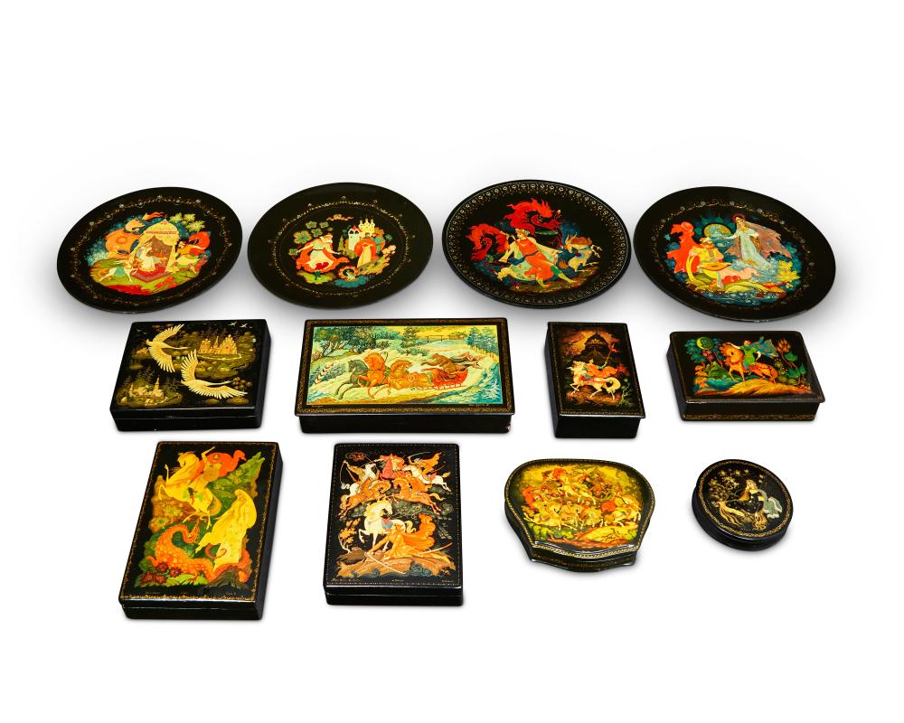 A GROUP OF RUSSIAN PALEKH LACQUERWARE