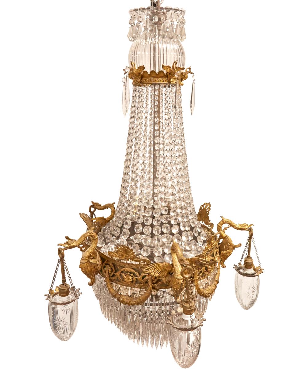 A FRENCH EMPIRE-STYLE DRAPED CHANDELIERA