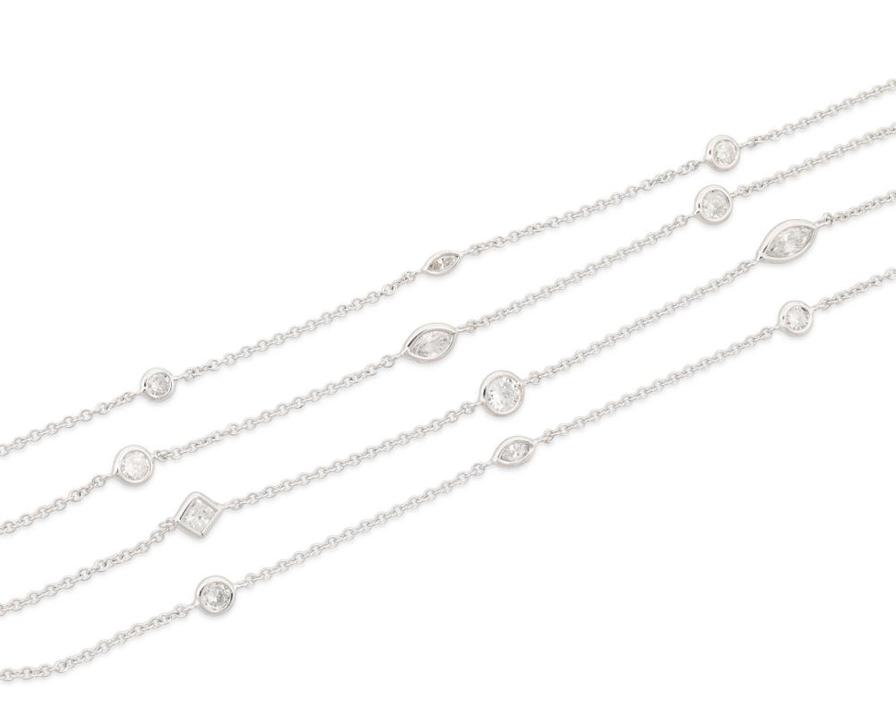 A DIAMOND COLLET NECKLACEA diamond