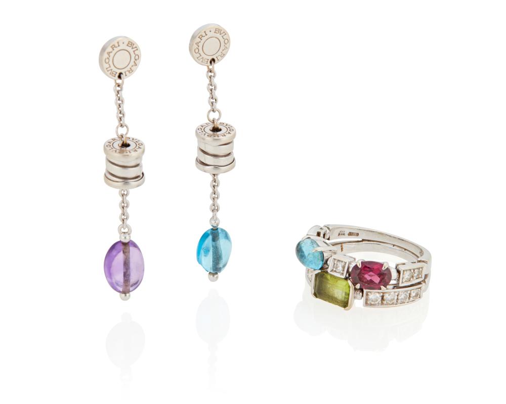 TWO BULGARI GEMSTONE JEWELRY ITEMSTwo