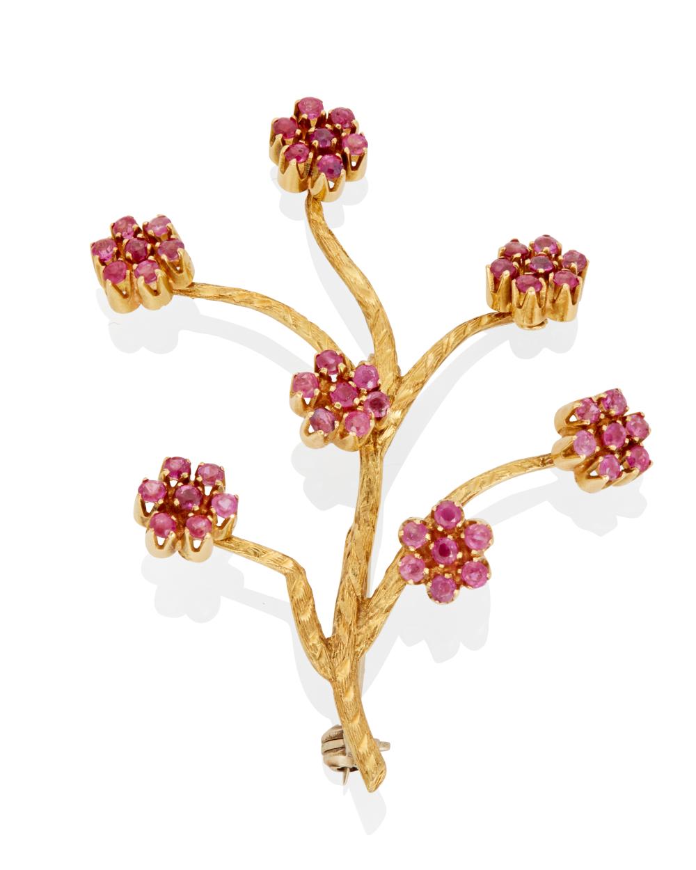 AN ITALIAN PINK SAPPHIRE TREE BROOCHAn 343508