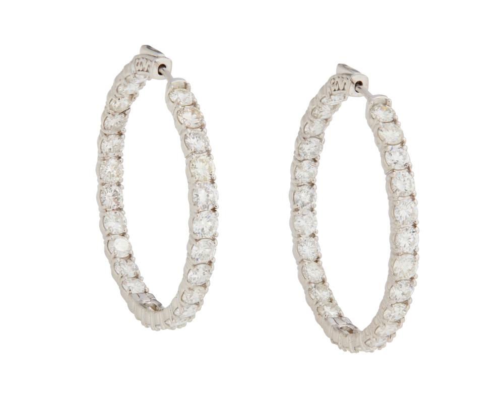 A PAIR OF DIAMOND HOOP EARRINGSA 34350e