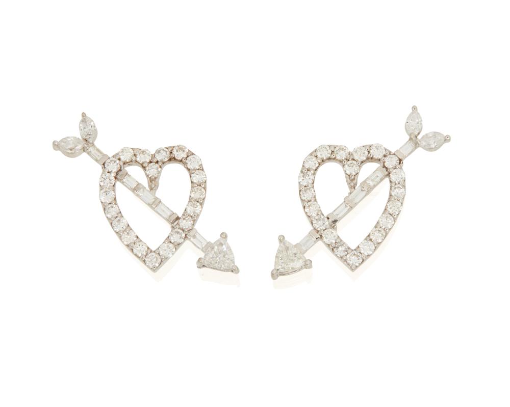 A PAIR OF HEART ARROW EARRINGSA 343514