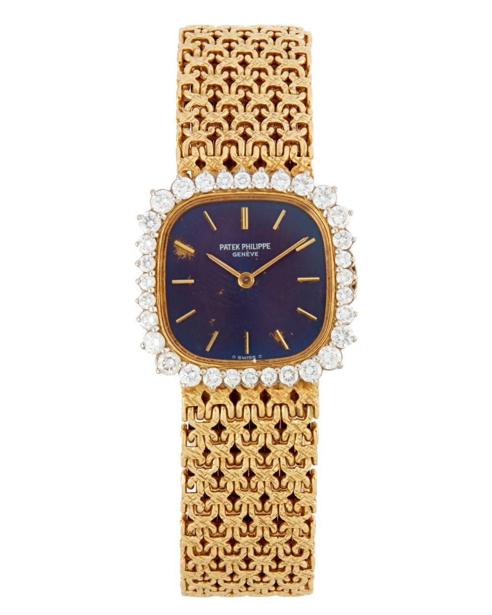 A LADIES PATEK PHILIPPE GOLD WRISTWATCHA 34351f