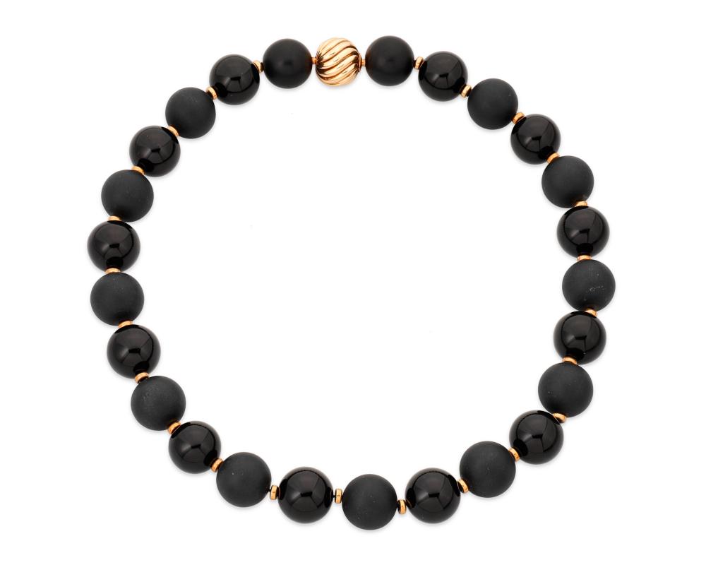 A DAVID YURMAN ONYX BEAD NECKLACEA 34353c