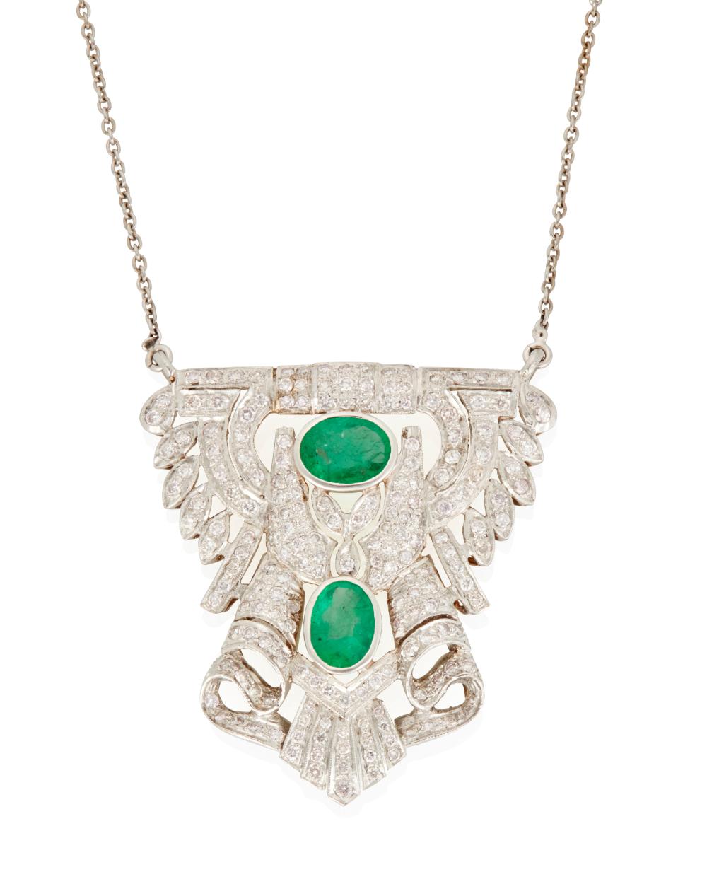 AN EMERALD AND DIAMOND NECKLACEAn 343564