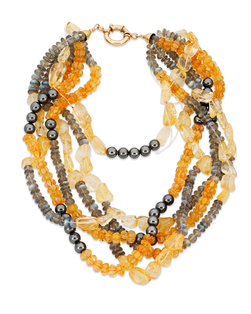 A MULTISTRAND GEMSTONE TORSADE 34359d