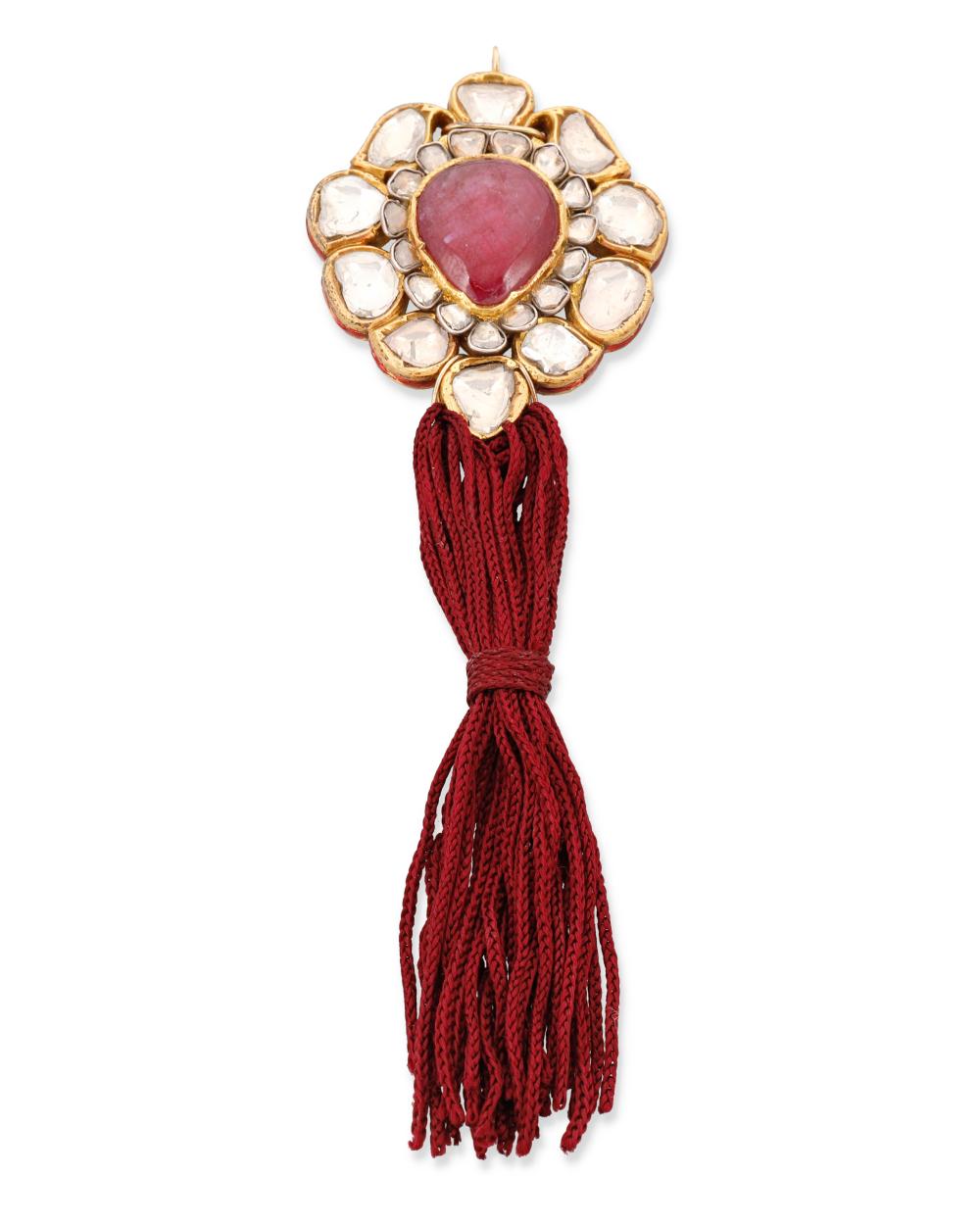 AN INDIAN RUBY DIAMOND AND ENAMEL 3435b6