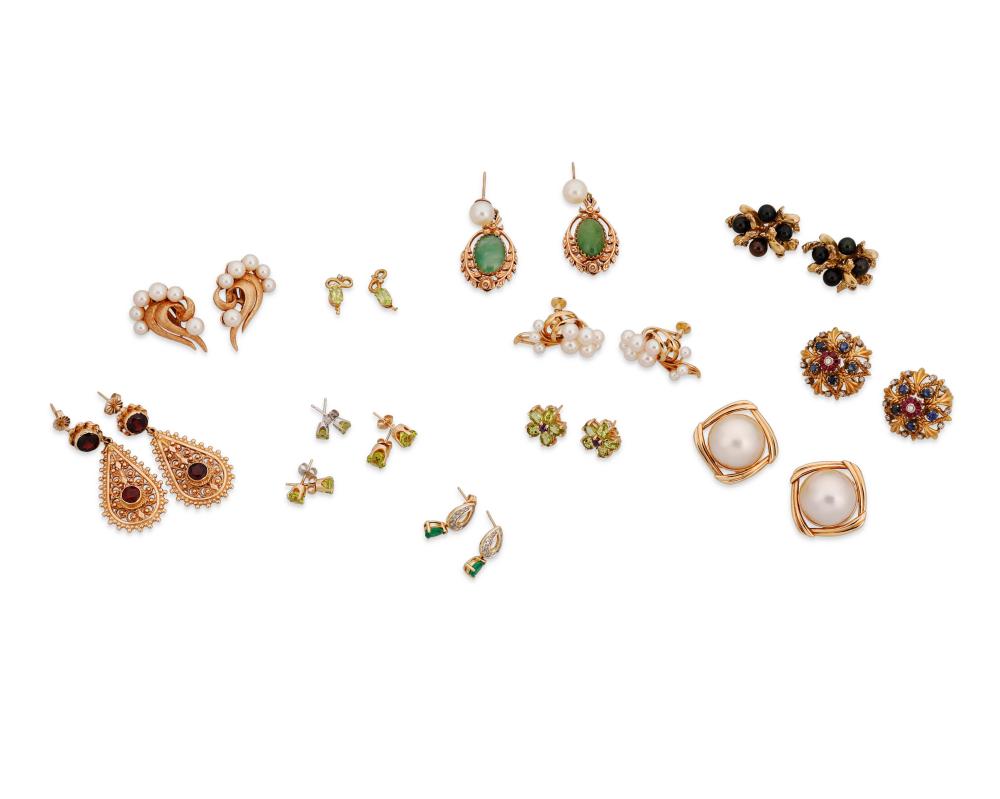 A GROUP OF GEM-SET EARRINGSA group