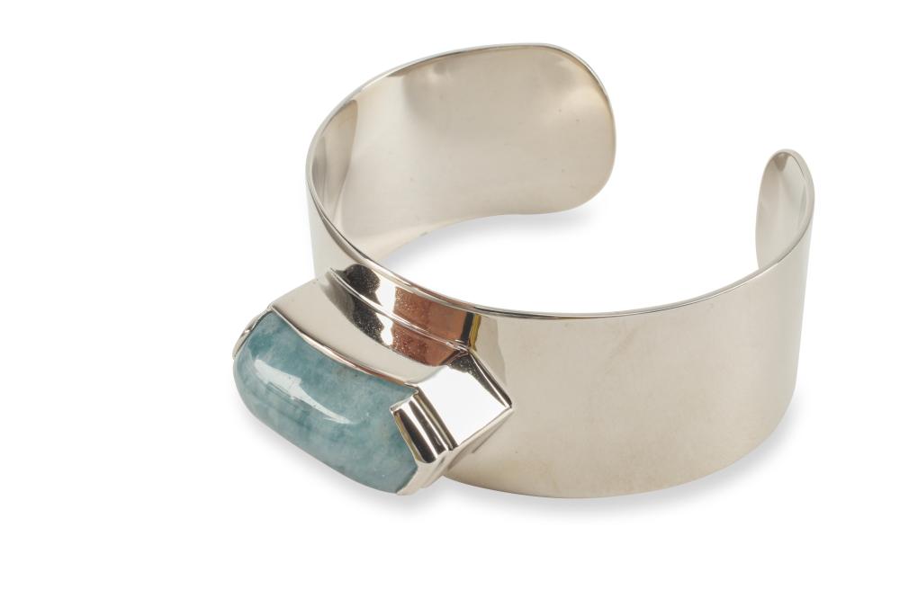 A MIGNON FAGET STERLING SILVER AND AQUAMARINE