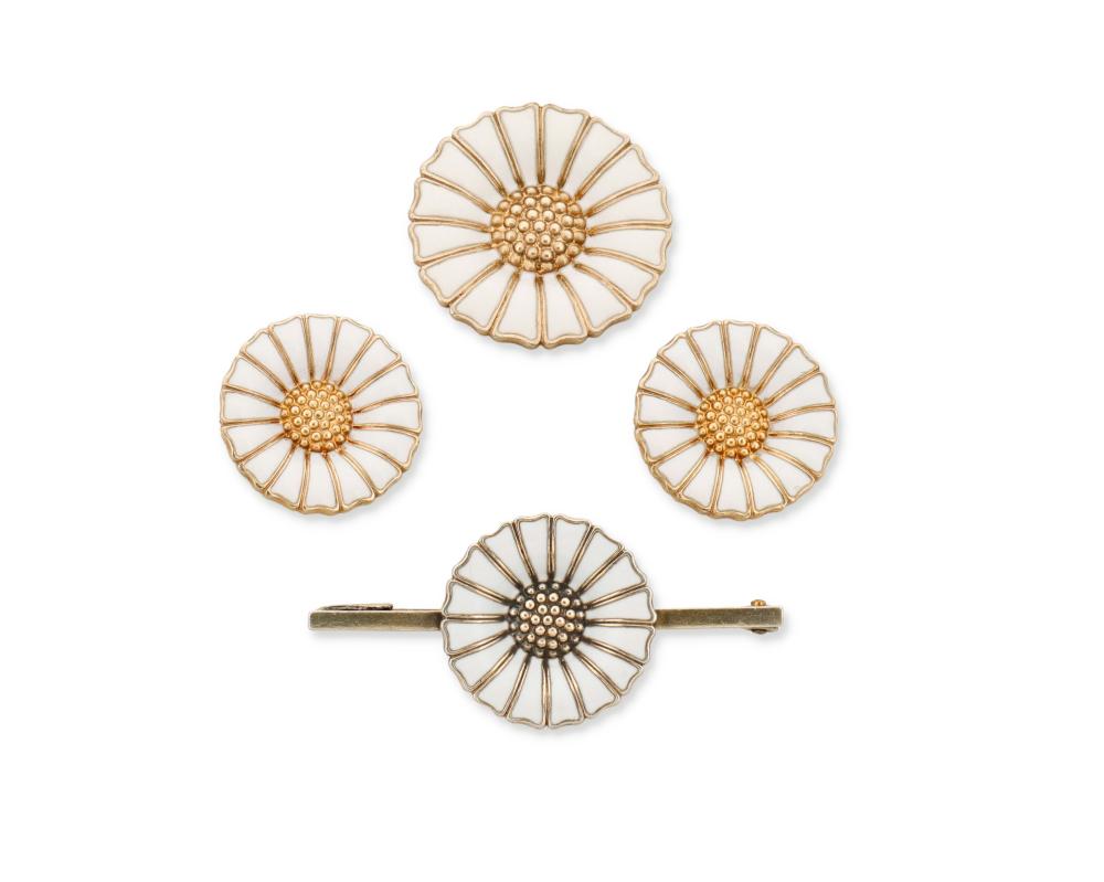 A GROUP OF GEORG JENSEN ENAMEL DAISY