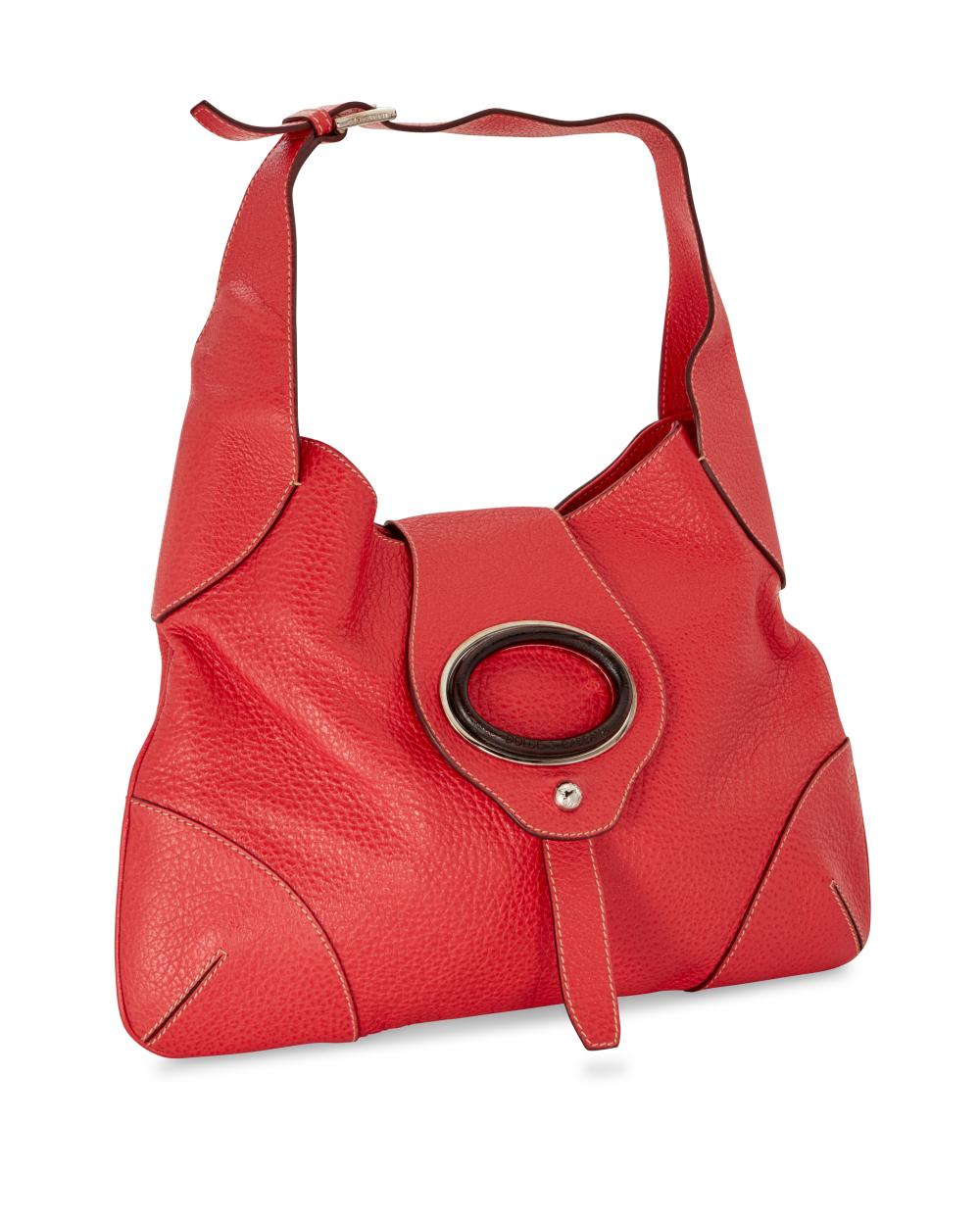 A DOLCE GABBANA RED LEATHER HOBO 343651