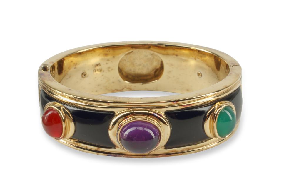 A VINTAGE ENAMEL AND GEMSTONE BRACELETA 34365d