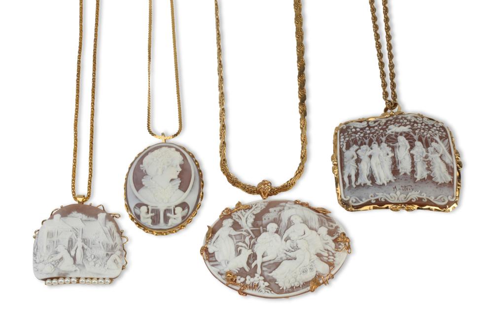 A GROUP OF VINTAGE CAMEO NECKLACESA