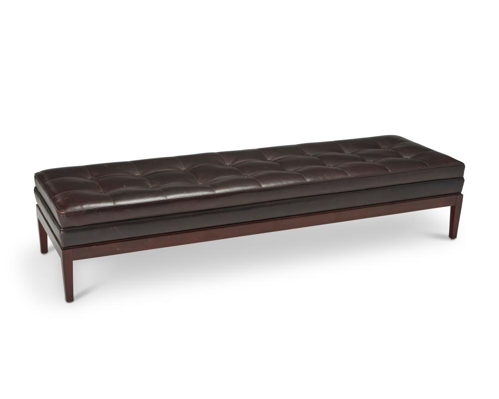 A GEORGE SMITH LEATHER BENCH 21ST 3437b6