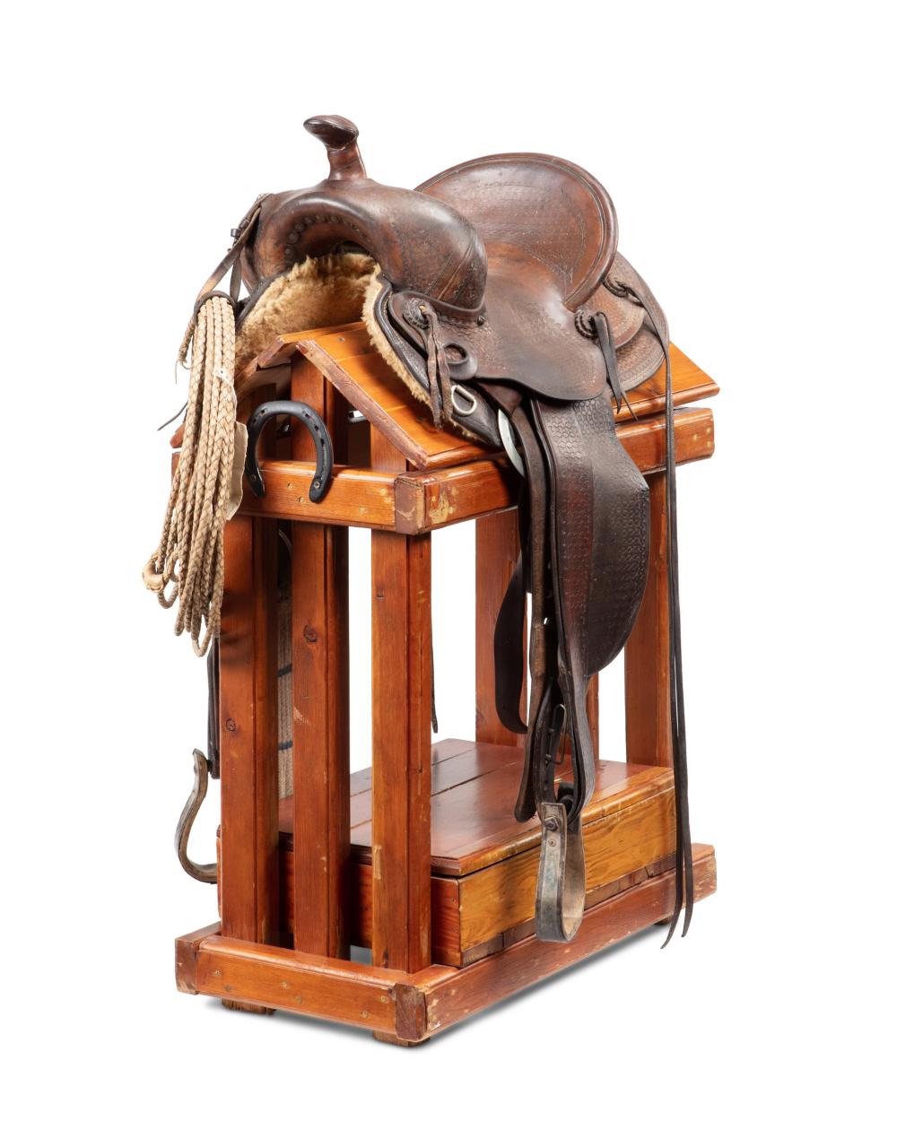 A WESTERN ROPING SADDLE, BY AL
