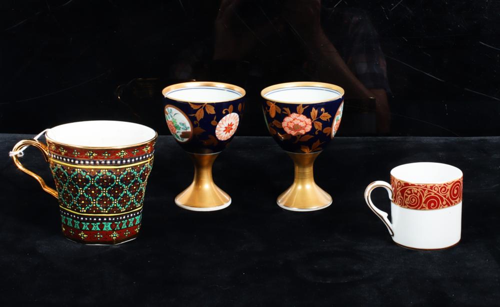 LOT OF 4 PORCELAIN CUPS THAI BENJARONG 3439e4