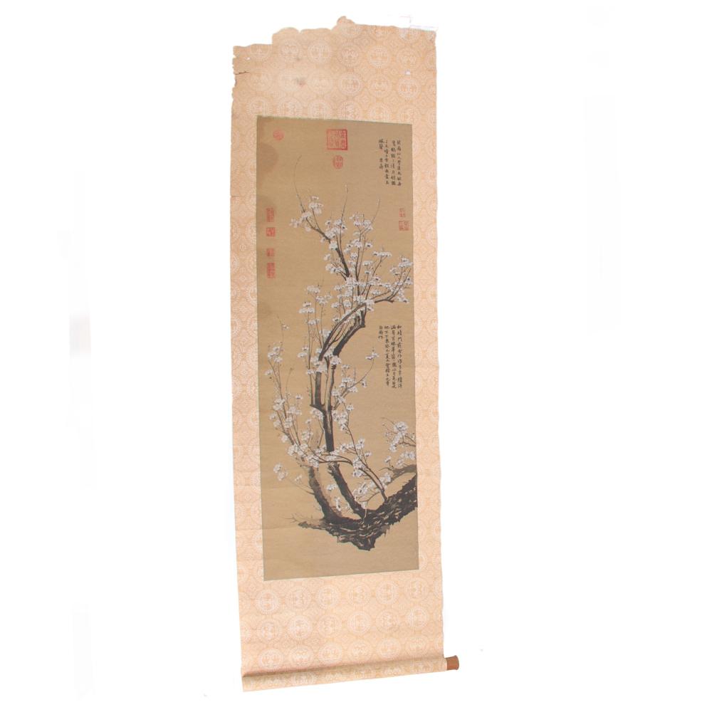 JAPANESE SCROLL WITH CHERRY BLOSSOMS  343a09