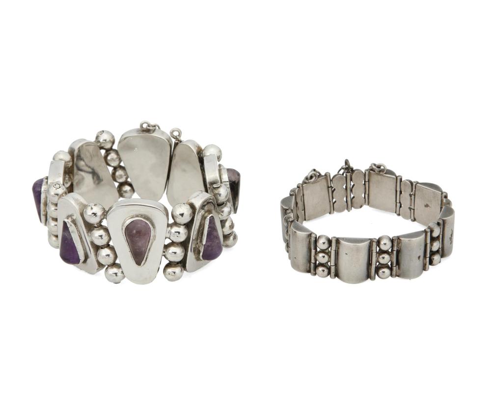 TWO ANTONIO PINEDA SILVER AND AMETHYST