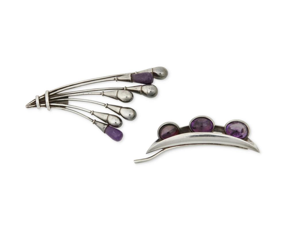 TWO ANTONIO PINEDA SILVER AND AMETHYST