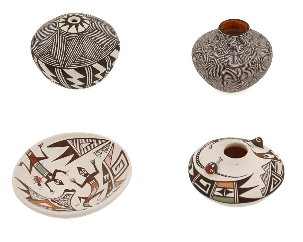 A GROUP OF ACOMA MINIATURE POTTERY VESSELSA