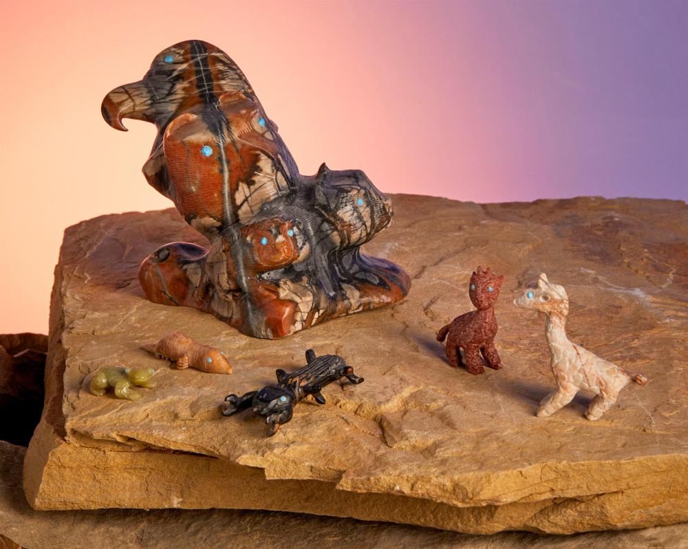 A GROUP OF ZUNI STONE FETISH ANIMALS  343df3