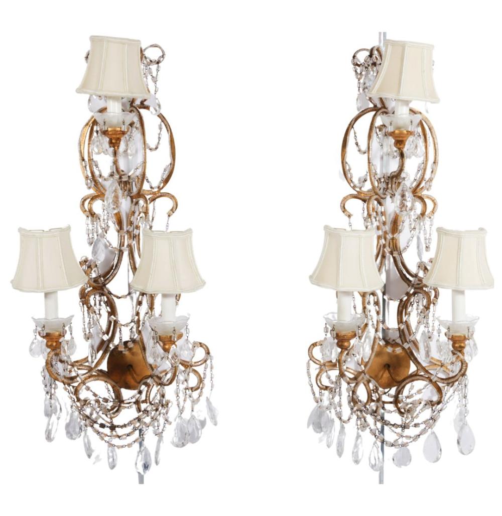 PAIR OF FRENCH CRYSTAL BEADED 3 343e03