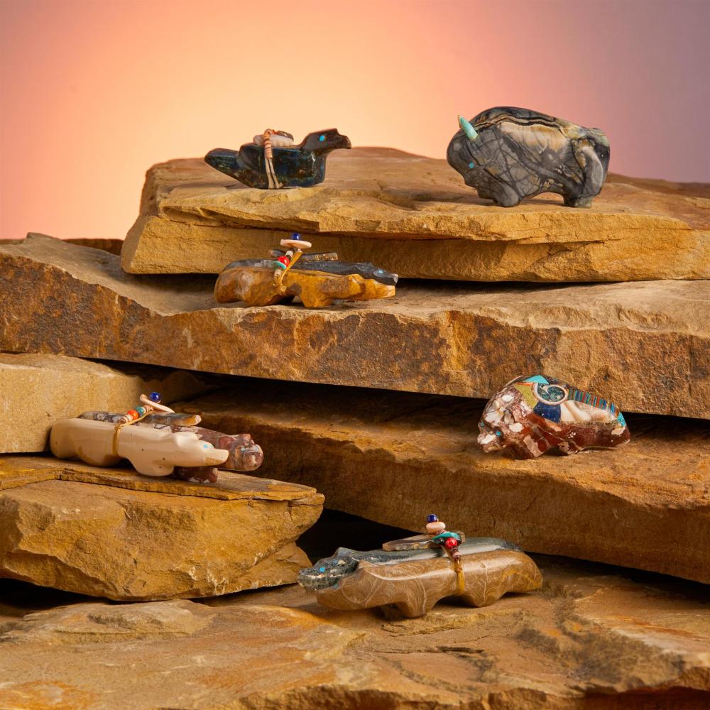 A GROUP OF ZUNI STONE FETISH ANIMALS  343e97