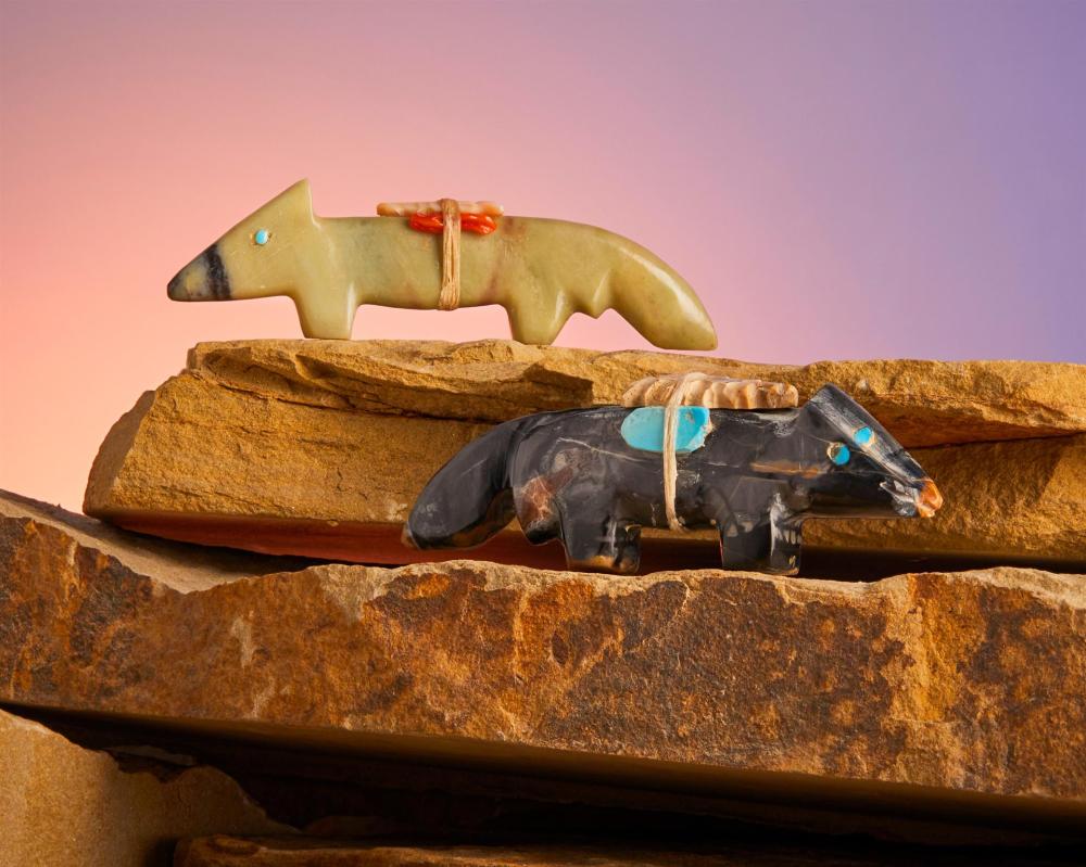 TWO ZUNI STONE FETISH ANIMALS  343e93