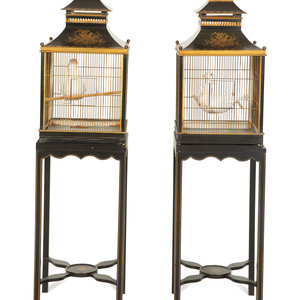 A Pair of Regency Style Tole Birdcages