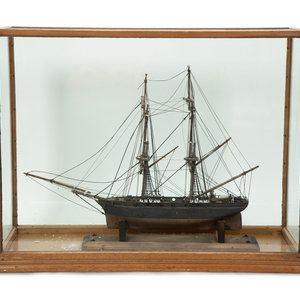 Two Ship Models in Glass Display