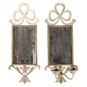 A Pair of French Tole and Mirror