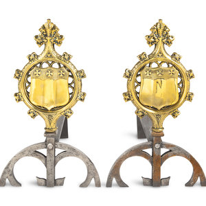 A Pair of Gothic Style Brass and 3466a4