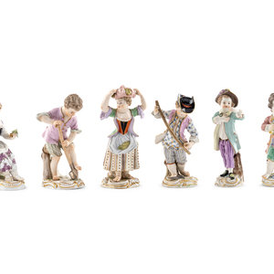 A Group of Six Meissen Child Figures
19th/20th