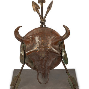 A Bronze Sculpture of a Buffalo