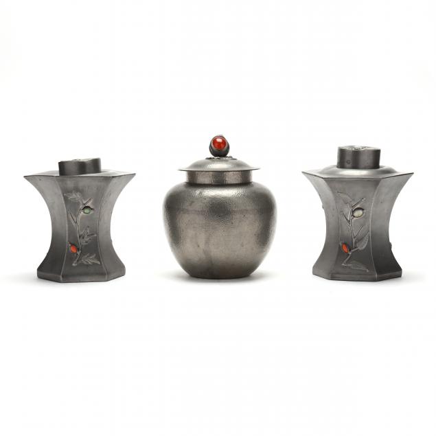 THREE CHINESE PEWTER CONTAINERS 346717