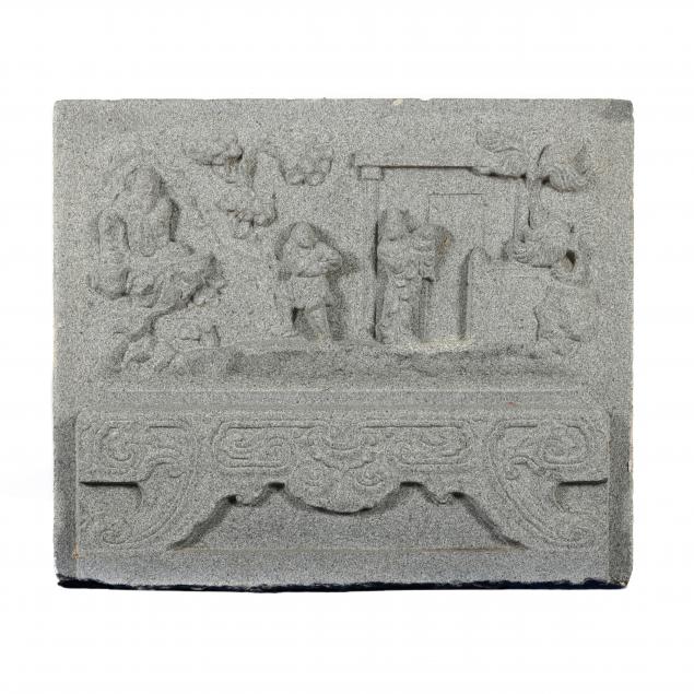 A CHINESE CARVED GRANITE PANEL 346723