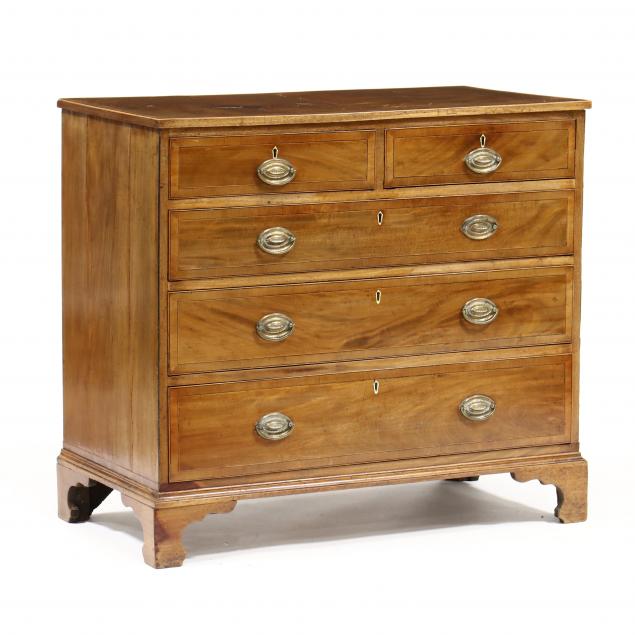 GEORGE III MAHOGANY INLAID CHEST 34673b