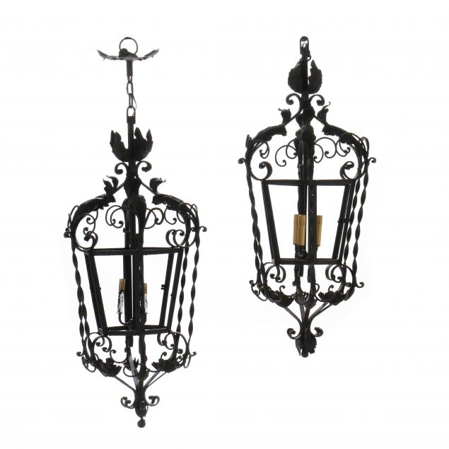 PAIR OF SPANISH STYLE IRON LANTERN 3467c1