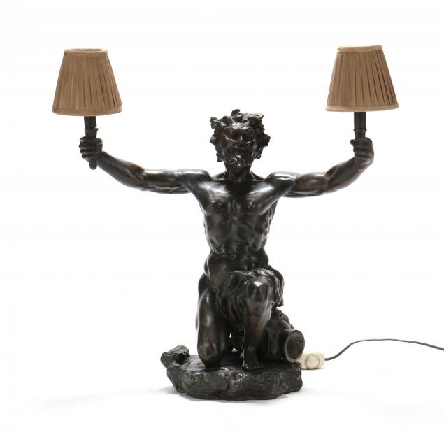 BRONZE BACCHUS LAMP Circa 1900  3467fd