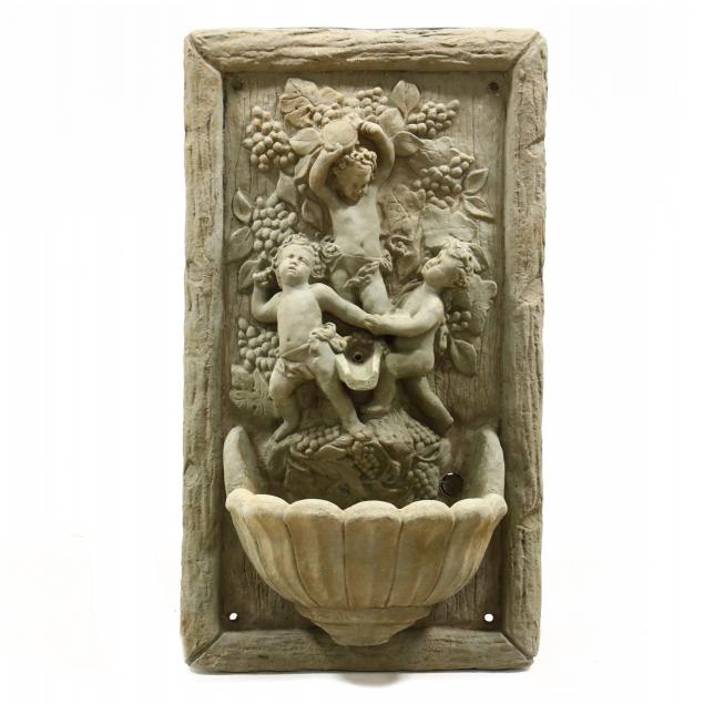 CAST STONE BACCHANALIAN WALL FOUNTAIN