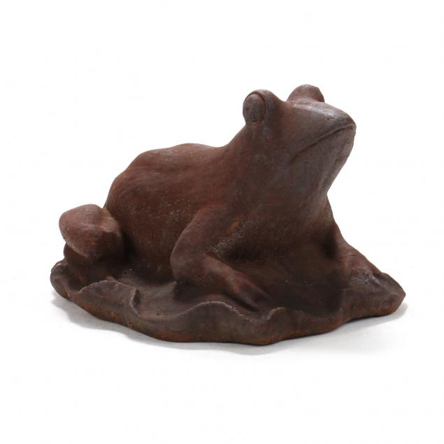 OVERSIZED CAST IRON FROG ON LILY
