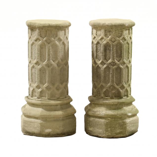 PAIR OF GOTHIC STYLE CAST STONE