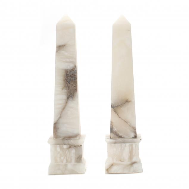 PAIR OF 30 INCH ALABASTER OBELISKS 346852