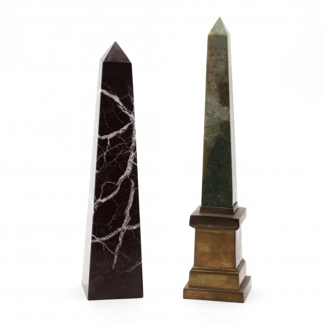 TWO MARBLE OBELISKS 20th century  34685a