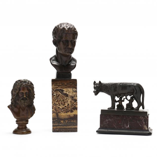 THREE BRONZE TABLE SCULPTURES AFTER