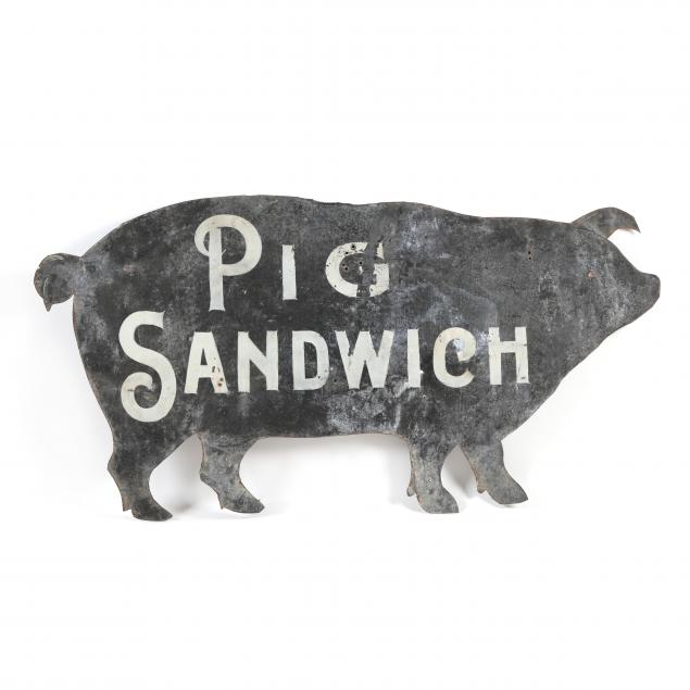 VINTAGE PAINTED TIN PIG SANDWICH  34687e